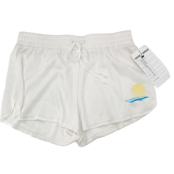 2/$30 FORTUNE Swimwear Shorts Size S Talitha Sun Wave Embroidered Raw Hem - Picture 5 of 8